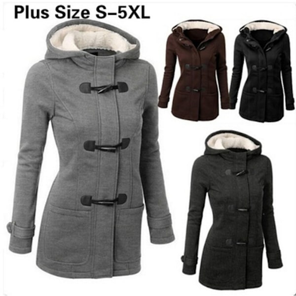 Plus Size Double-breasted Winter Coat Women Wool Jacket Hoody Pa Black Xxl