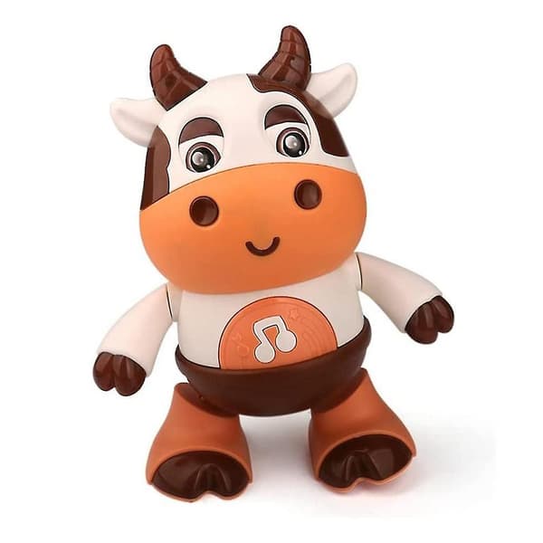 Baby Cow -musiikkilelut, tanssiva kävelevä lehmän lelu, vauvan kävelylelu musiikilla ja LED-valoilla, opettavainen (FMY)