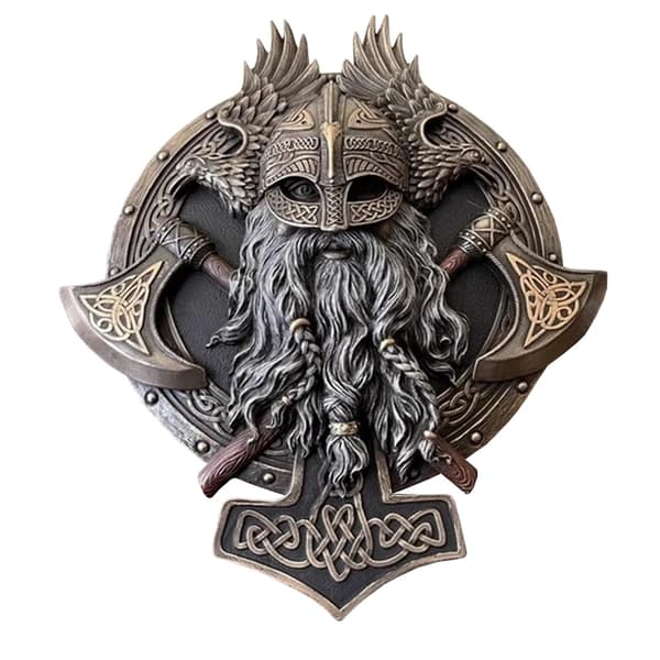Viking Berserker Dobbeløks Veggdekorativ Harpiks Ornamenter Hjemmedekorasjoner  (FMY)