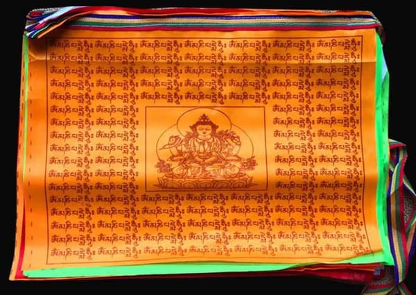 Haveflag 2 stk. 7m buddhistiske bønneflagstrenge tibetanske buddhistiske vimpler (35,5 x 35,5 cm) udendørs dekoration (FMY)