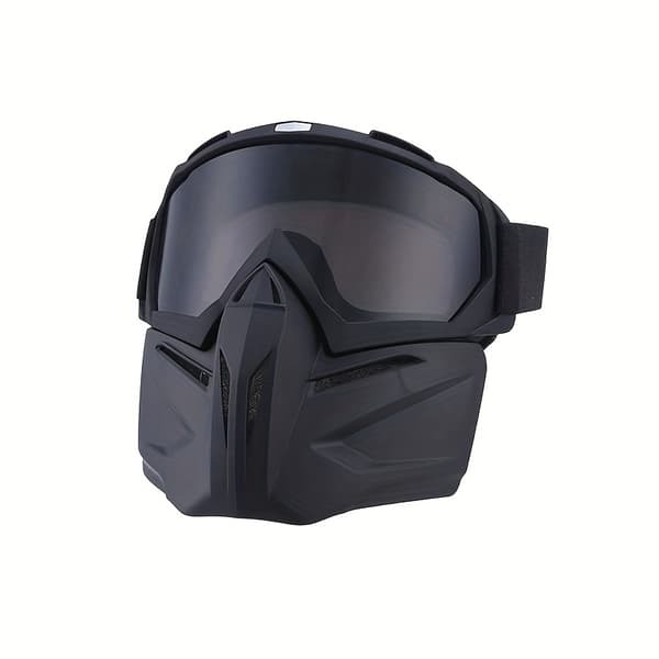 Maske med avtakbare briller, ett stykke, ideell for motorsykkel, sykling, utendørsaktiviteter, ski, Halloween-arrangementer, cosplay, egnet for (FMY)