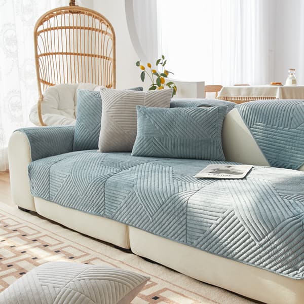 Sofabetræk Hjørnesofa L-formet Sofabetræk Skridsikkert Betræk L-formet Sofabetræk Fløjlsbetræk Sofabetræk Sofa Lyseblå