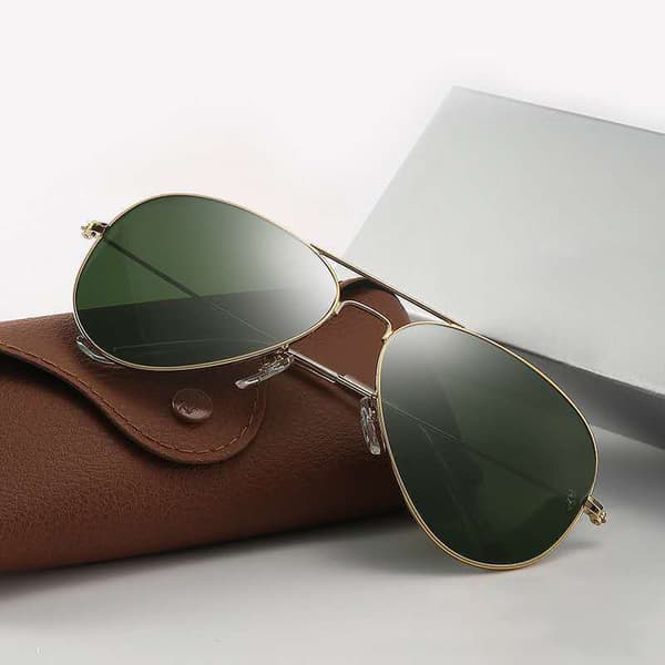 Ray Ban 3025 112/19 Aviator Kultainen kehys VIHREILLÄ PEILILINSSEILLÄ - KOOT (1)