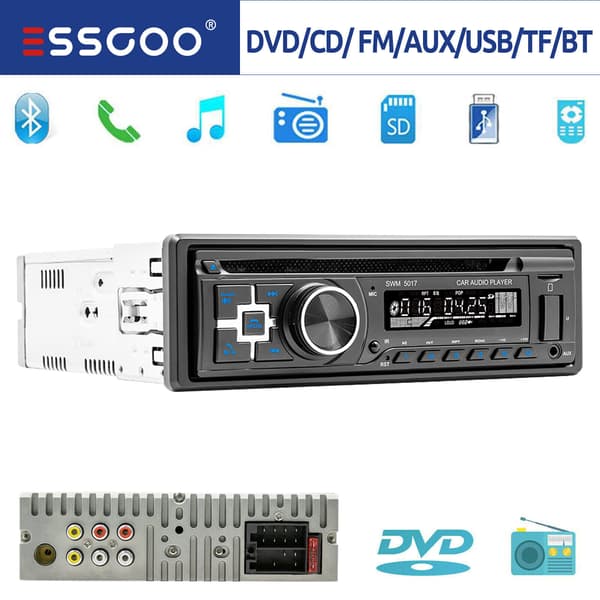 Bilradio med CD DVD-spelare MP3 USB Bluetooth FM AUX-ingång Radio Enkel 1 DIN
