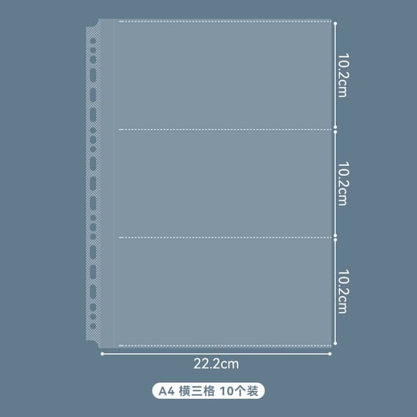 10 stk. Albumlommer for sedler, samlerholdere, 3-lommers, transparent