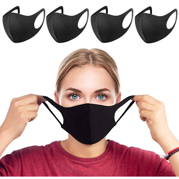 4st - Tvättbar Mask / Munskydd - Svart