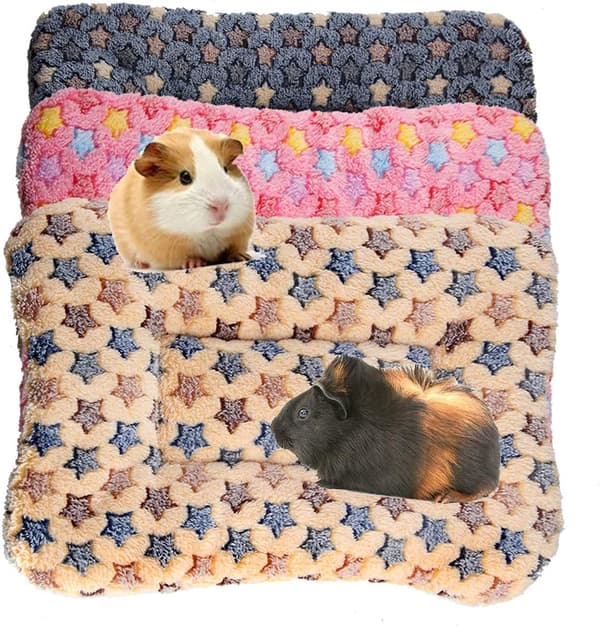 3-pakning Plysjseng for Smådyr Varm Fluffy Valpeteppe Fleece Sovematte Marsvin Hamster Kaninmadrass for Kattunger Chinchilla Ekorn 30*30cm