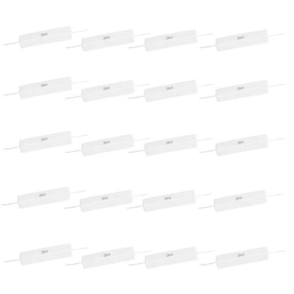 20 STK 5W 10W 20W keramisk sementmotstand 1/2/3/5/8/10/15/20/25/47/100/1K/2K/10K Ω (20W,4.7R) -