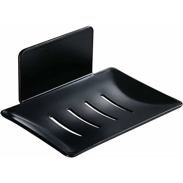 Veggmontert såpedispenser, selvklebende dusjsåpedispenser, metall såpedispenser Hylle uten boring for bad, kjøkken svamp holder svart