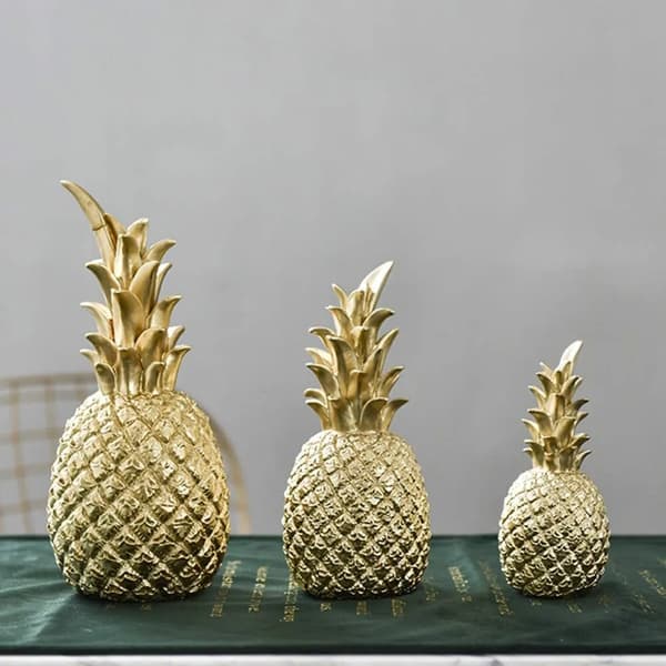 Dekorativ ananas hjemmeinnredning dekorativ dekorasjon, harpiks (liten, gull)