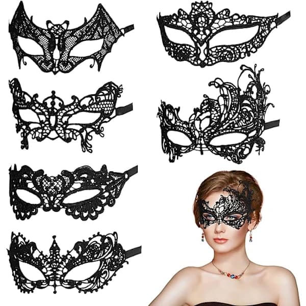 Venetianske Masker 6-pakning Mardi Gras Masker for Maskeradeball Halvansikts Blondemasker for Mardi Gras Masker Halloween Maskerade