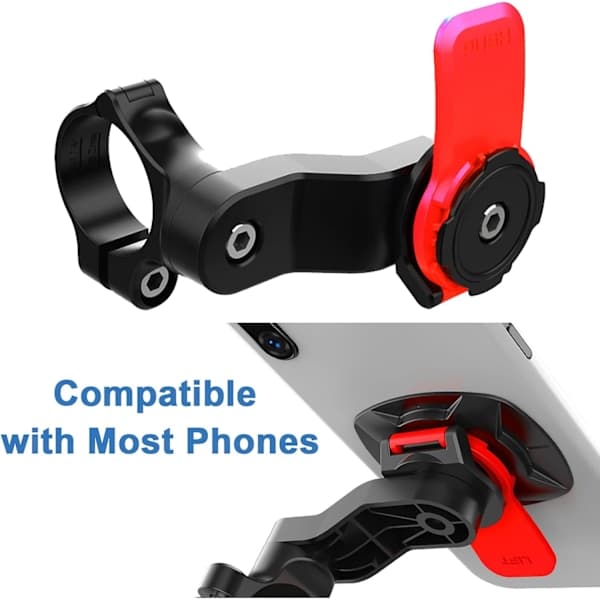 Mobilholder Cykel Motorcykel [med Adapter Hurtigudløser] Motorcykelbeslag [360° Roterbar Justerbar] Smartphone Rød Rød