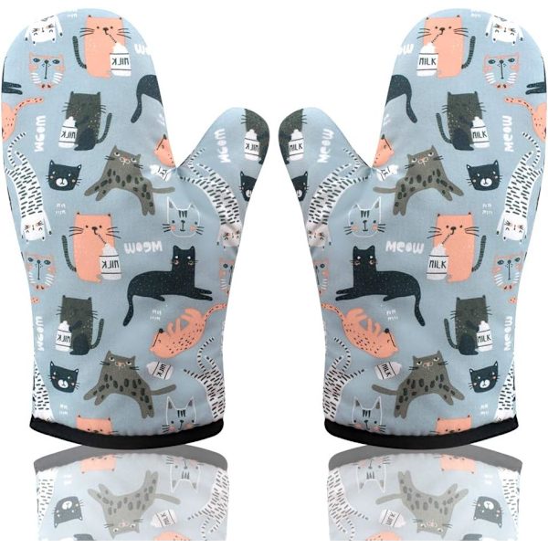 Oven Mitts, Pot Holders, Oven Gloves, Set of 2, for Cooking and Baking in the Kitchen - Heat Resistant, Thick and Safe