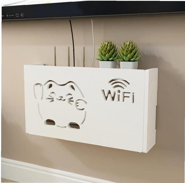 1 stk Wifi-ruter oppbevaringsbokser Wifi-kabeltilkobling Kabelstopper Veggoppbevaring