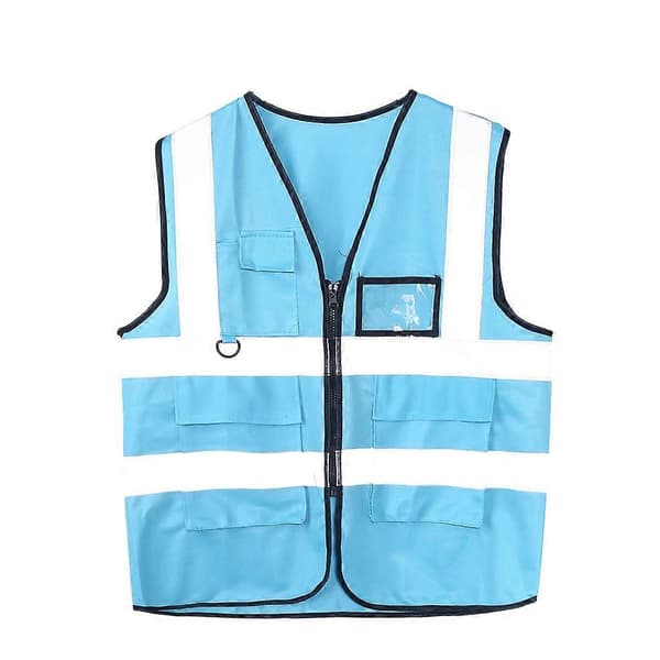 Sikkerhedsvest med lynlås, refleksjakke, sikkerhedsvest med 5 lommer