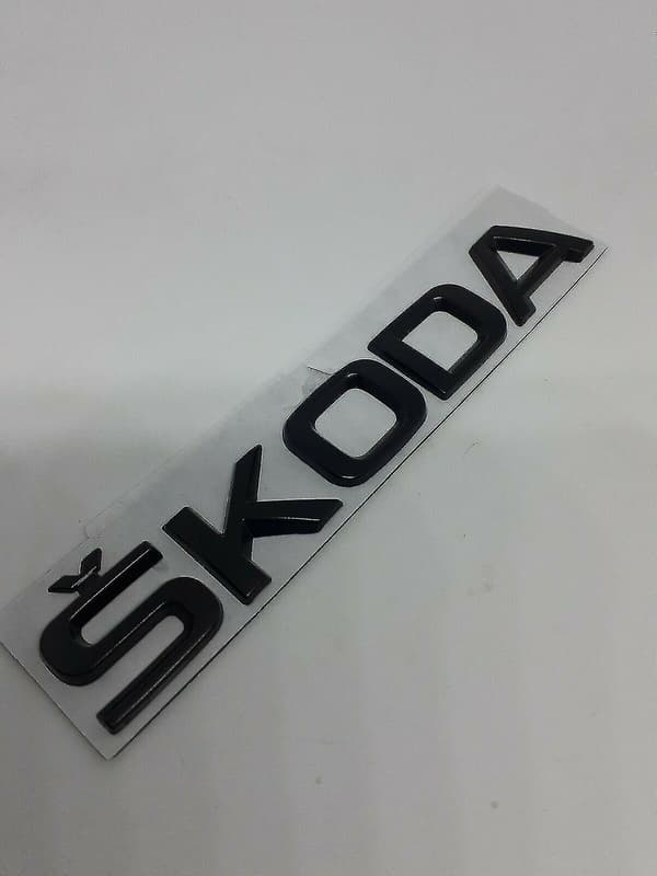 Skoda Sort Metal Emblem Bogstaver Badge Skoda Høj Kvalitet
