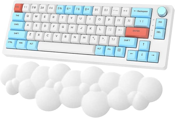 Vit Tkl Handledsstöd för Tangentbord, Ergonomiskt Cloud Handledsstöd för Armbågar för Handleder PU Hög Densitet Minnesskum med Halksäker Bas