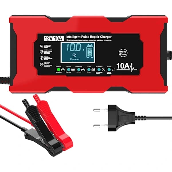 10A 12V LiFePO4 -akkulaturi, älykäs akkulaturi automaattisella korjaustoiminnolla ja LCD-näytöllä, auton akkulaturi