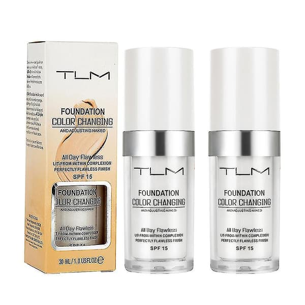 2 stk Tlm Flawless Farveskiftende Foundation Makeup Hudtone Matchende Concealer