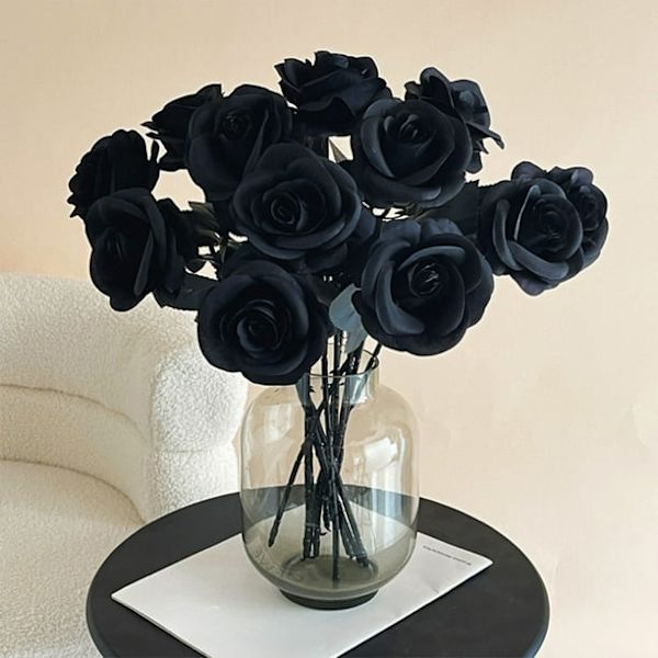 Ros Gotisk Mörk Konstgjorda Blommor Vit Inre Cirkel Röd Halloween Dekoration Konstgjorda Blommor Sidenblommor Konstgjorda Blommor