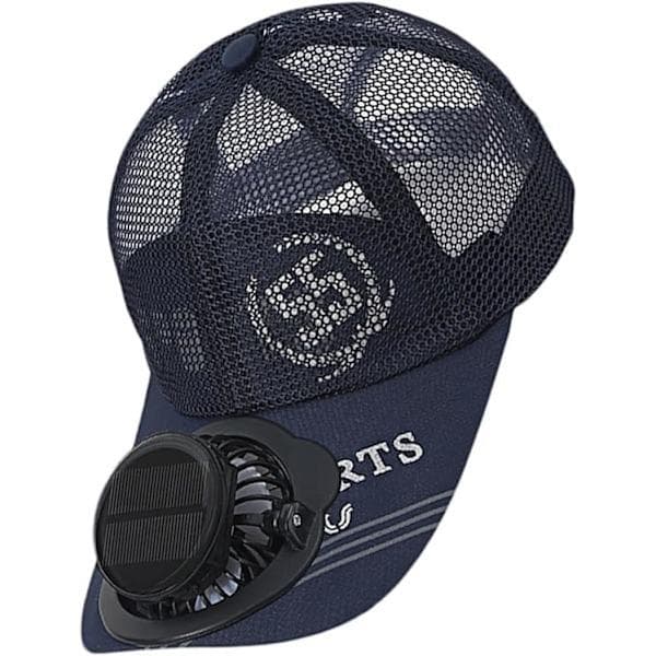 Solcelledrevet caps med vifte, baseballcaps for menn med solvifte, solbeskyttelseshette med vifte for utendørs bruk og reise, marineblå
