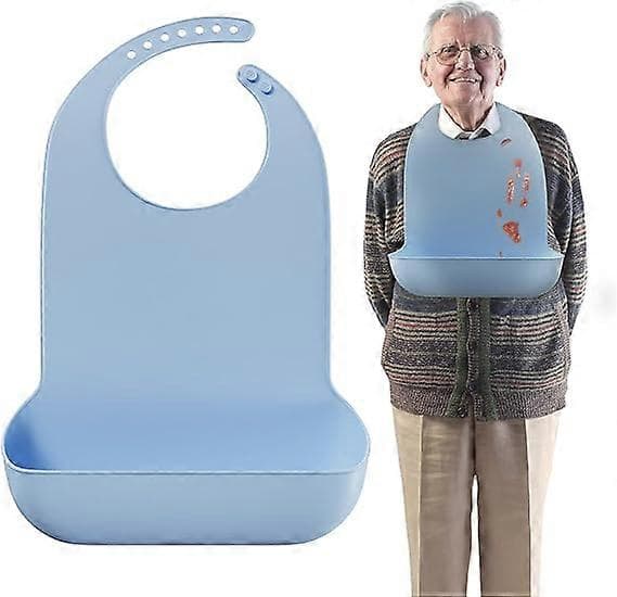 Vaskbare silikonsmekker for voksne eldre, justerbar silikonsmekke for voksne, vanntett smekke for eldre med smulefanger, matesmekker