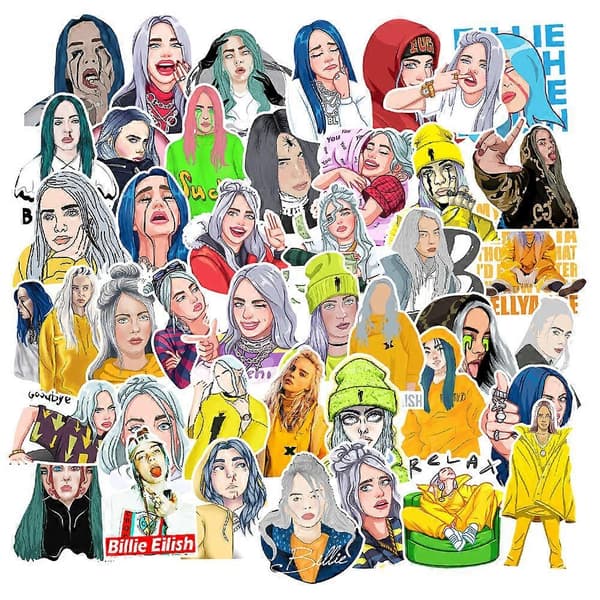 Singer Billie Eilish laptop-klistremerke, popmusikk-superstjerne-klistremerke for fans