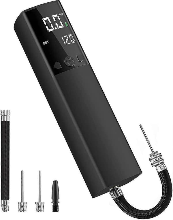 Elektrisk boldpumpe, smart bærbar hurtig boldpumpe med nøjagtig trykmåler og digitalt LCD-display til fodbold basketball