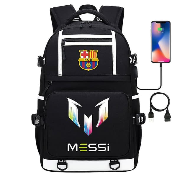 Messi Barcelona Trykket Ryggsekk Reiseveske Student Skoleveske Vanntett Datamaskin