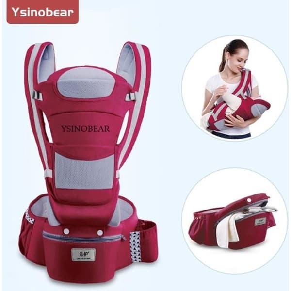 (Rød)YSINOBEAR Baby Carrier 0-48 Måneder Multifunktionel Front- og Bagbærer Nem Rejse Kryds Front Holding - Rød