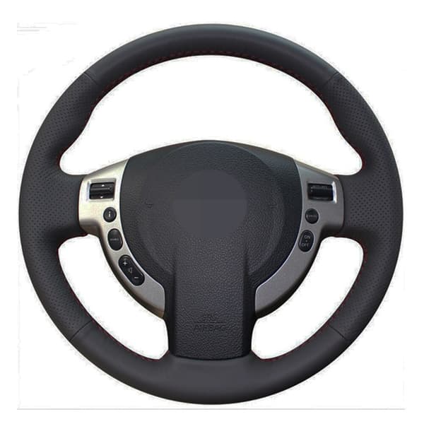 Svart Läder Rattmuff För Nissan Qashqai 2007-2015 Rogue X-Trail 2008-2013 NV200 20