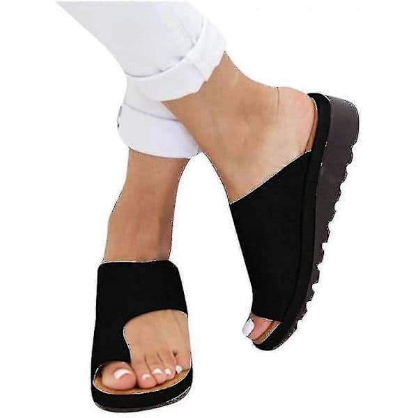 Ortopediske sandaler for Hallux Valgus, komfortable damesko med plattformsåle i PU-lær 38
