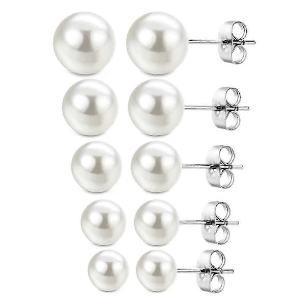 Par Perle Øreringe 925 Sølv Perler Hvide Perle Øreringe Dame Øreringe Øreringe til Kvinder Hvide Ferskvands Perle Øreringe Smykker (3-7mm