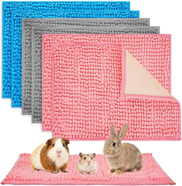 6-pak Marsvin Fleece Bur Liners, 30*50 cm Genanvendelige & Vaskbare Kæledyrs Tisseunderlag til Kaniner, Smådyrs Sengetøj & Sovemåtter