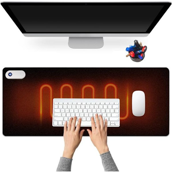 Uppvärmd musmatta - Vattentätt uppvärmt skrivbord - Med 3 temperaturinställningar och automatisk avstängning efter 3 timmar - Vattentätt PU-läder lämpligt för hem/kontor