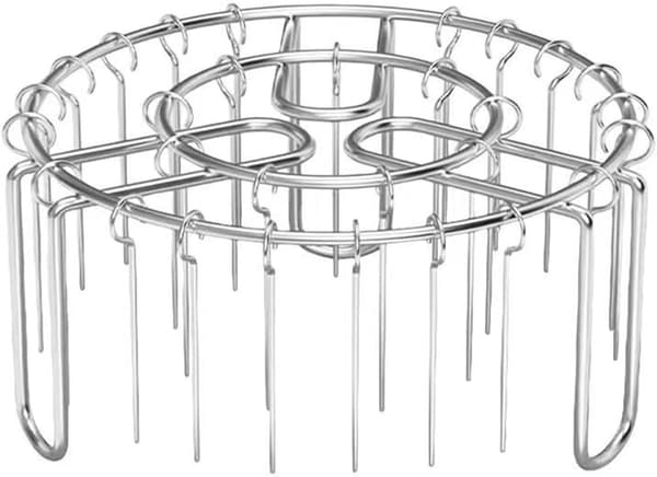 Airfryer-spyd, Airfryer-grill, rustfritt stål, varmebestandig, vertikal grillstøtte, spyd, gjenbrukbar, for airfryer (sølv)