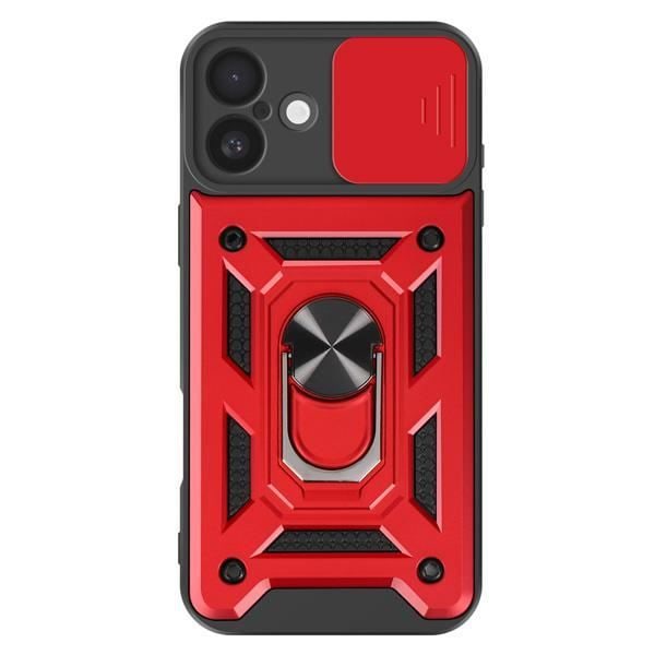 Mayaxess Iphone 16-Fodral - Stötabsorberande - Skjutbart Kameraskydd - Stödring Röd