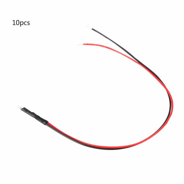 10 stk. 12V 3mm LED-lysdiode med ledning, flerfarvet LED-lyskabel 20cm 0,06W (rød)