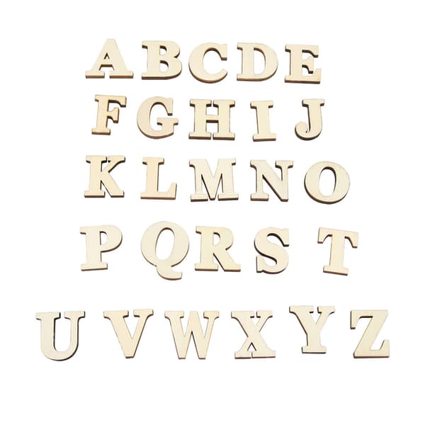 Selvklebende tall og bokstaver i tre for DIY kunsthåndverk dekor barn gave (bokstaver A-Z)