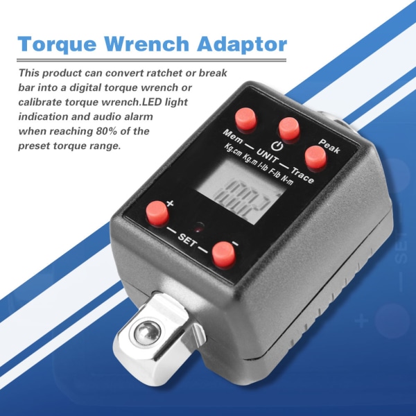 1/2 Drive 10-200nm Digital Torque Wrench Adaptor With 1/4