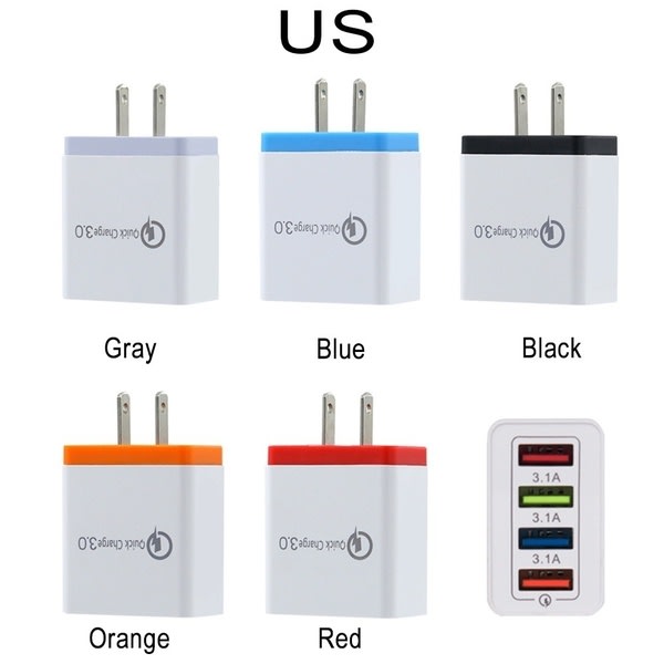 4 Port 5 Colors Quick Charge 3.0 Fast Mobile Phone Charger