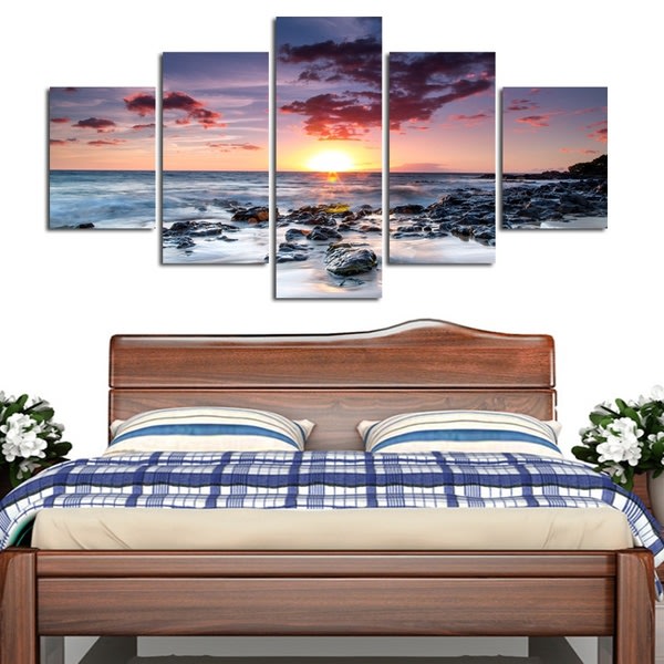 5 Piece Wall Art Canvas Sunset Sea Picture O