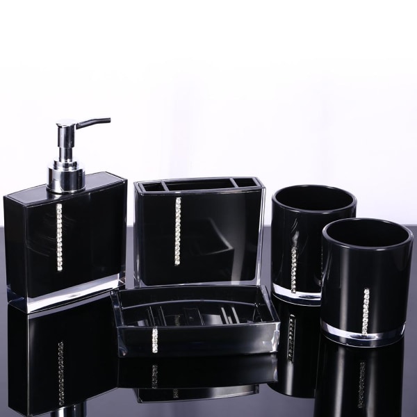 5pc/set Acrylic Bathroom Accessories Bath Cup Bottle Toothbr