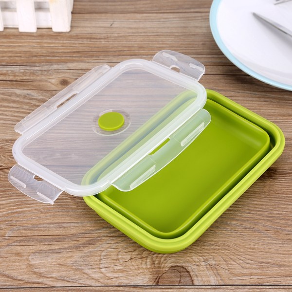 800ml Silicone Collapsible Portable Lunchbox Bowl Folding Fo Grass Green