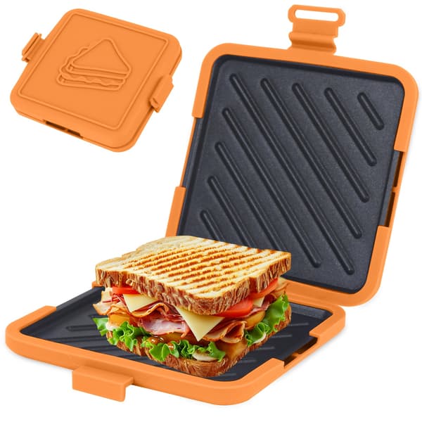Mikrobølgeovn Sandwichmaker Toastie med Non-stick Avtakbart Brett Rask Tilberedning Enkel Rengjøring