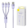 Miniatyrbillede 1 af 5: 3in1 USB cable Baseus StarSpeed Series, USB-C + Micro + Lightning 3,5A, 1.2m (Purple)