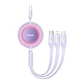 Miniatyrbillede 3 af 5: Baseus Bright Mirror 3, USB 3-in-1 cable for micro USB / USB-C / Lightning 66W / 2A 1.1m (Purple)
