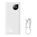 Miniatyrbilde 6 av 10: Baseus Power Bank Adaman2 with Digital display, C+U+U, PD 3.0, QC 3.0, 30W, 10000 mAh, with Type-C cable (0.3m), White (PPAD080002)