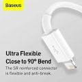 Miniatyrbillede 7 af 11: Baseus Cable Superior Series 3-in-1 Fast Charging Data Cable USB to M+L+C 3.5A 1.5m White (CAMLTYS-02)
