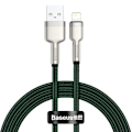 Miniatyrbilde 5 av 6: CABLU alimentare si date Baseus Cafule Metal, Fast Charging Data Cable pt. smartphone, USB la Lightning Iphone 2.4A, braided, 1m, verde "CALJK-A06" (t